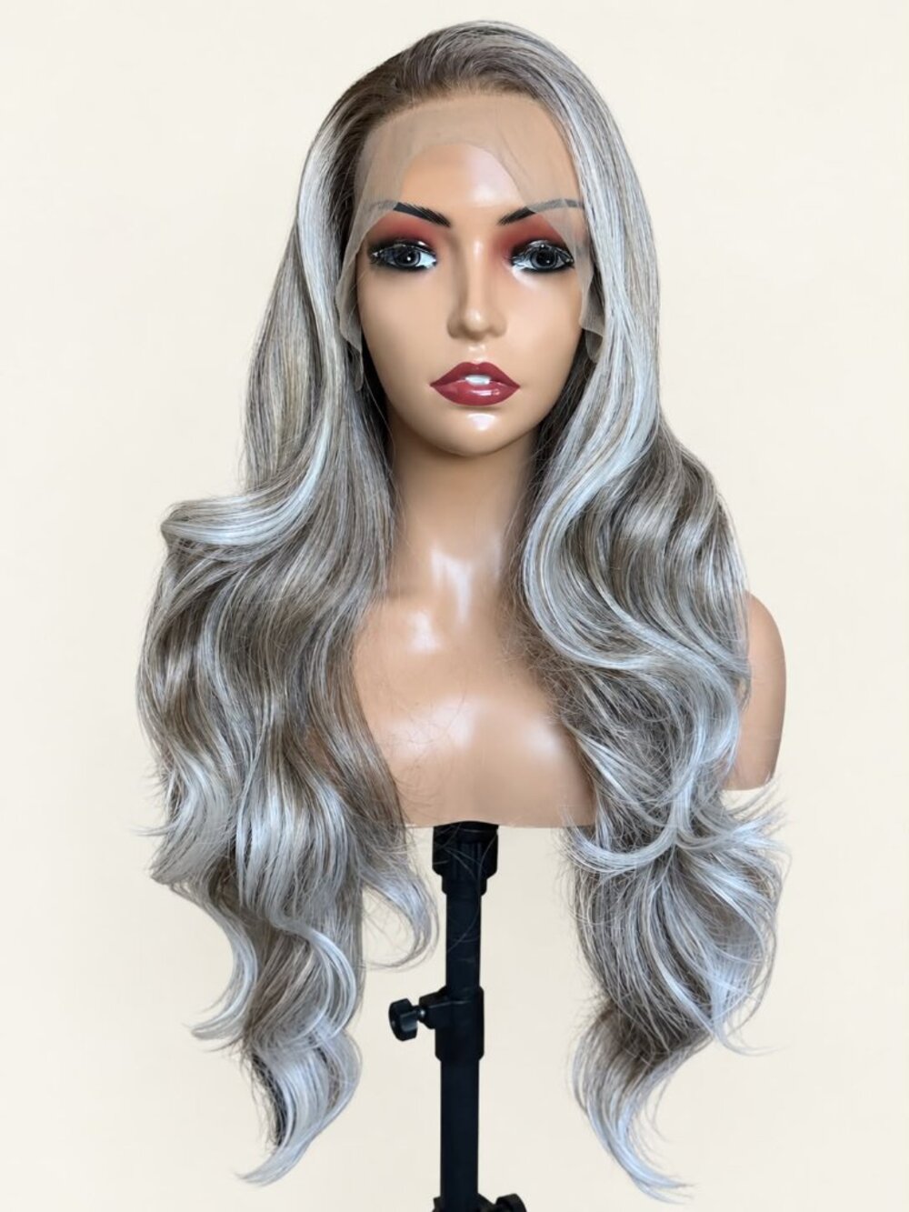 Silver Moon 28" Ash Silver Lace Front Synthetic Wig – Brand New